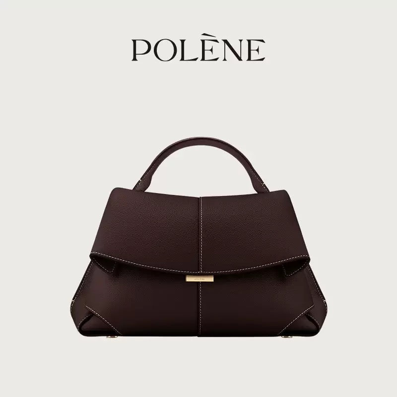 Polène-Inspired Mini Top Handle Leather Handbag (Elegant Flap Design)