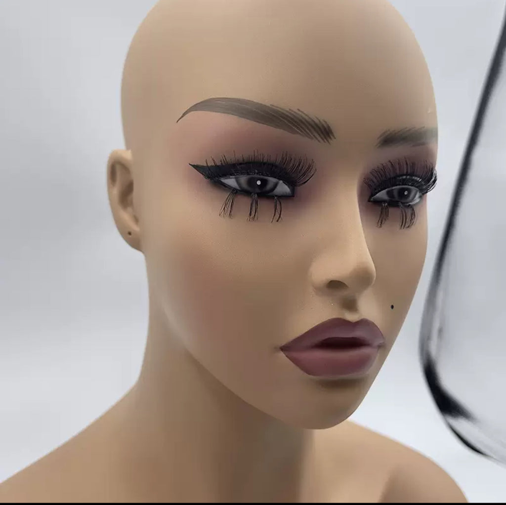 PVC Wig Display mannequin with full face makeup and shoulder