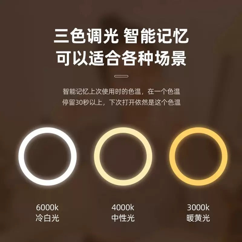 LED vanity / makeup mirror with ring light (table-top type).