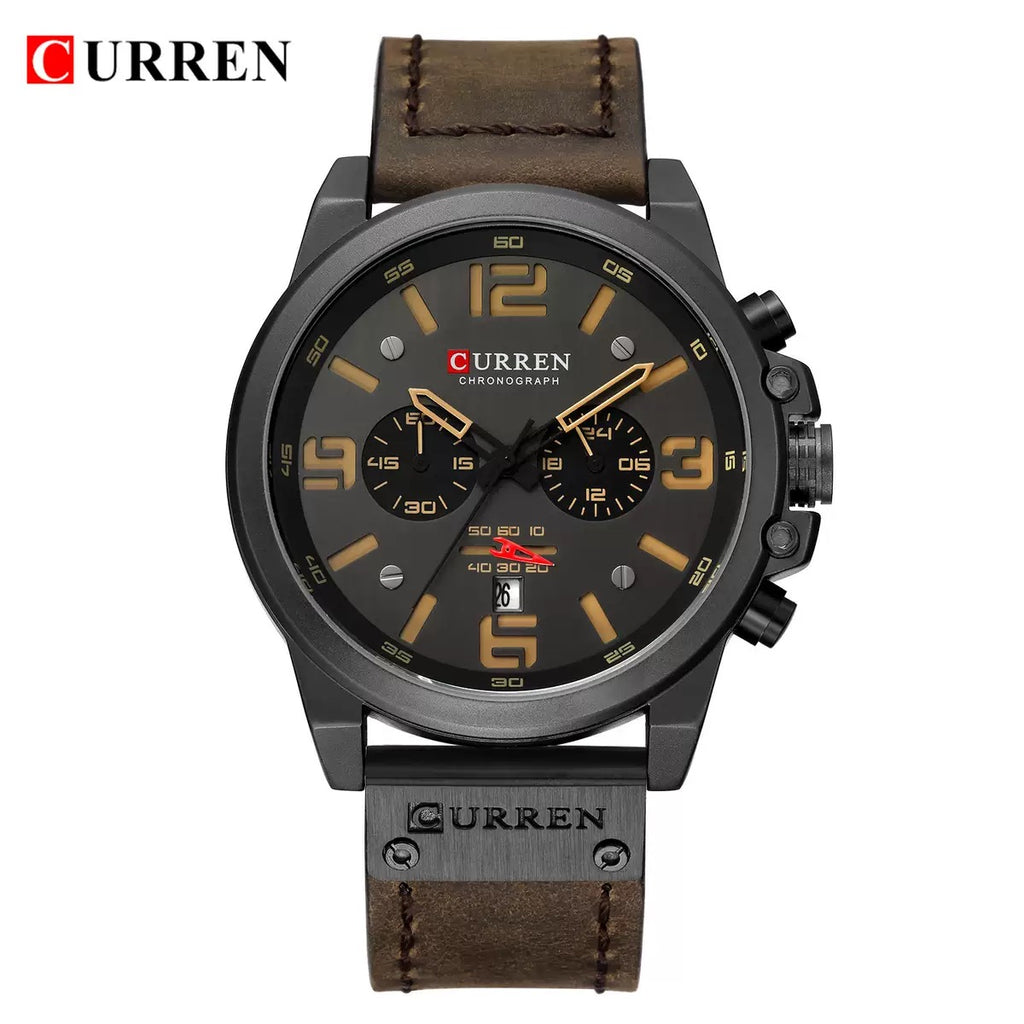 CURREN Men’s Chronograph Leather Strap Watch (Comes Boxed)