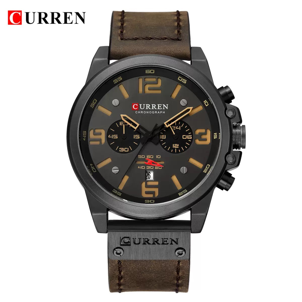 CURREN Men’s Chronograph Leather Strap Watch (Comes Boxed)