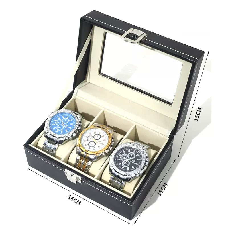 Premium Glass-Top Watch Organizer Case