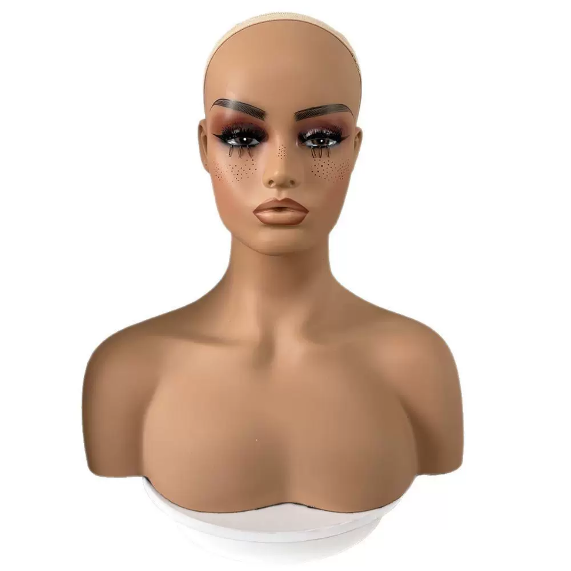 PVC Wig Display mannequin with full face makeup and shoulder