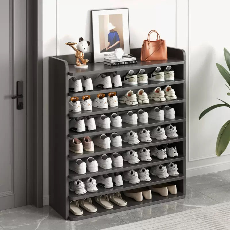 Modern Wooden Multi-Layer Shoe Rack with Storage Top