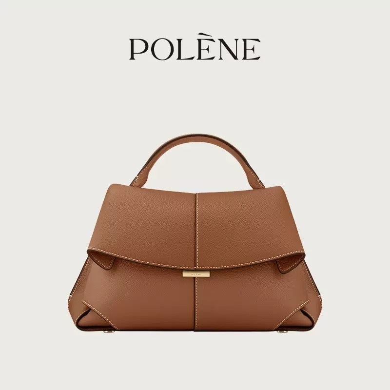 Polène-Inspired Mini Top Handle Leather Handbag (Elegant Flap Design)