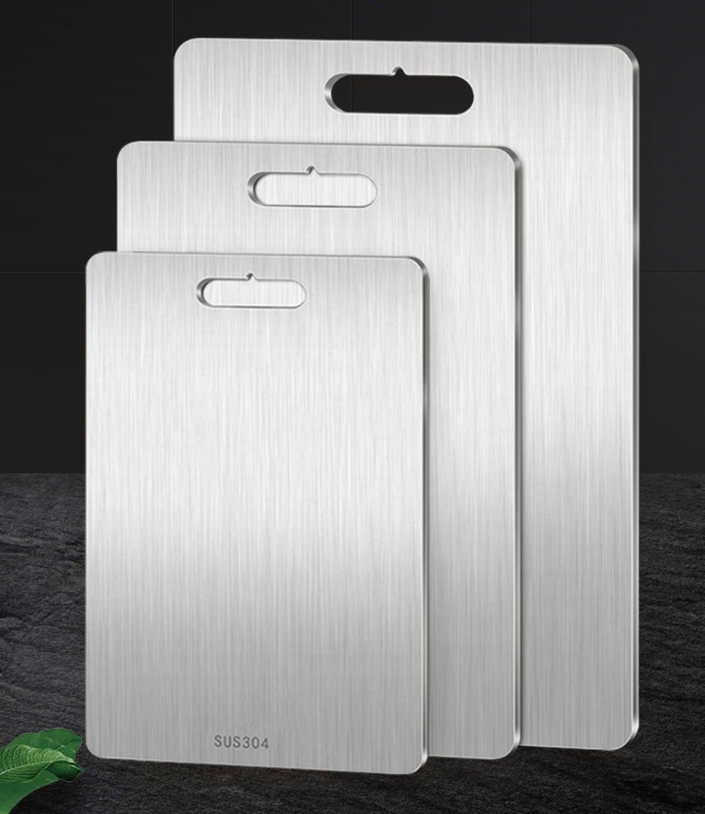 3-Piece Stainless Steel Cutting Board Set (34×23cm, 39×28cm & 46×30cm)