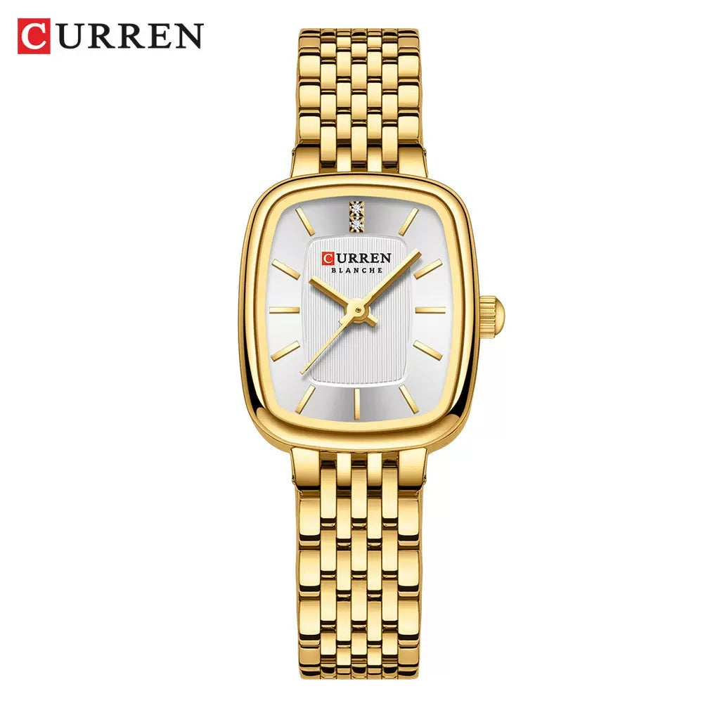 Luxury CURREN Minimalist Rectangle Women’s Watch Stainless Steel Bracelet Watch (Comes Boxed)