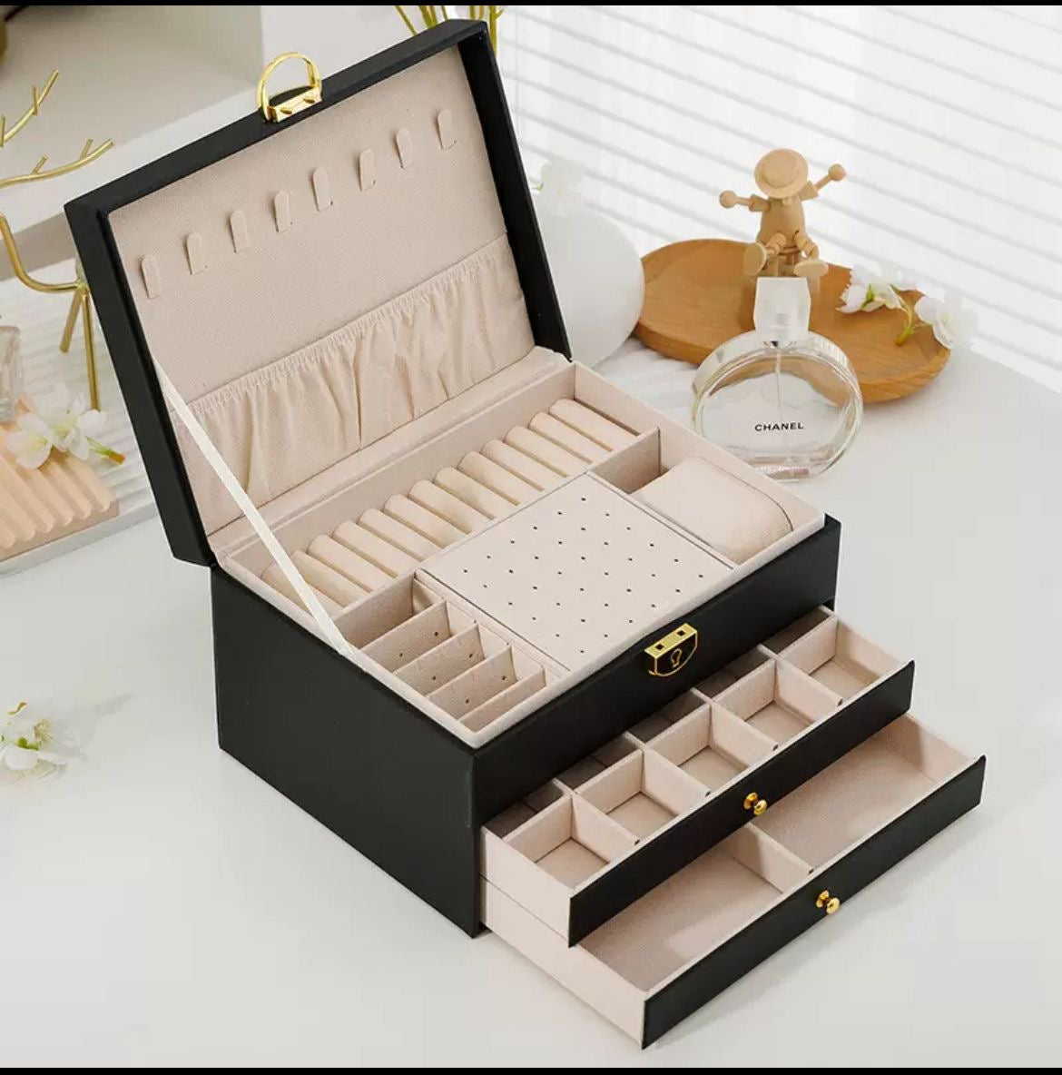 Multi-Layer Jewelry Storage Box with Drawers
