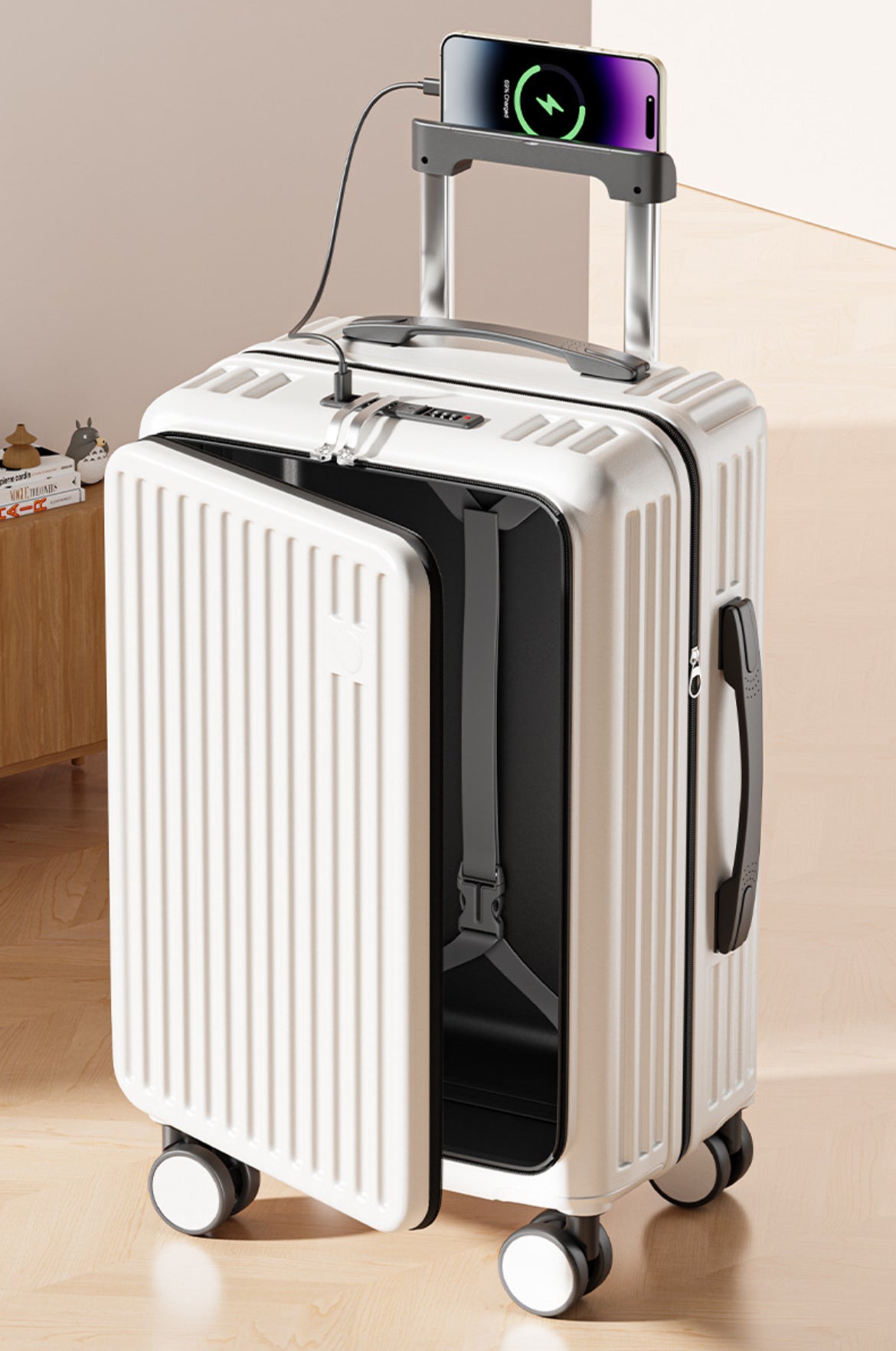 Multi-Function Smart Travel Luggage set (20/24/26”) with USB Charging & Phone Stand