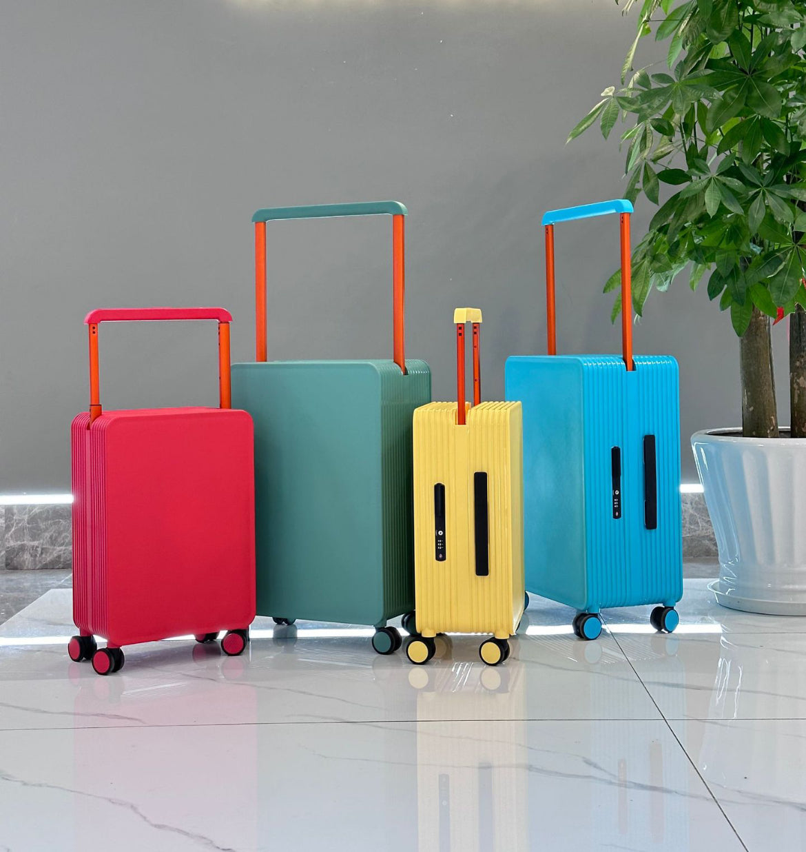 Modern Color-Block Hard-Shell Travel Luggage Set (20/24/26”)