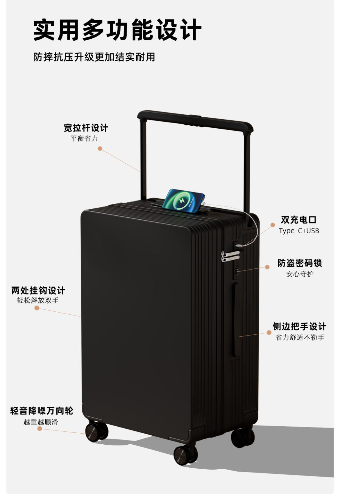 Multifunction Smart Travel Luggage Set (20/24/26”)