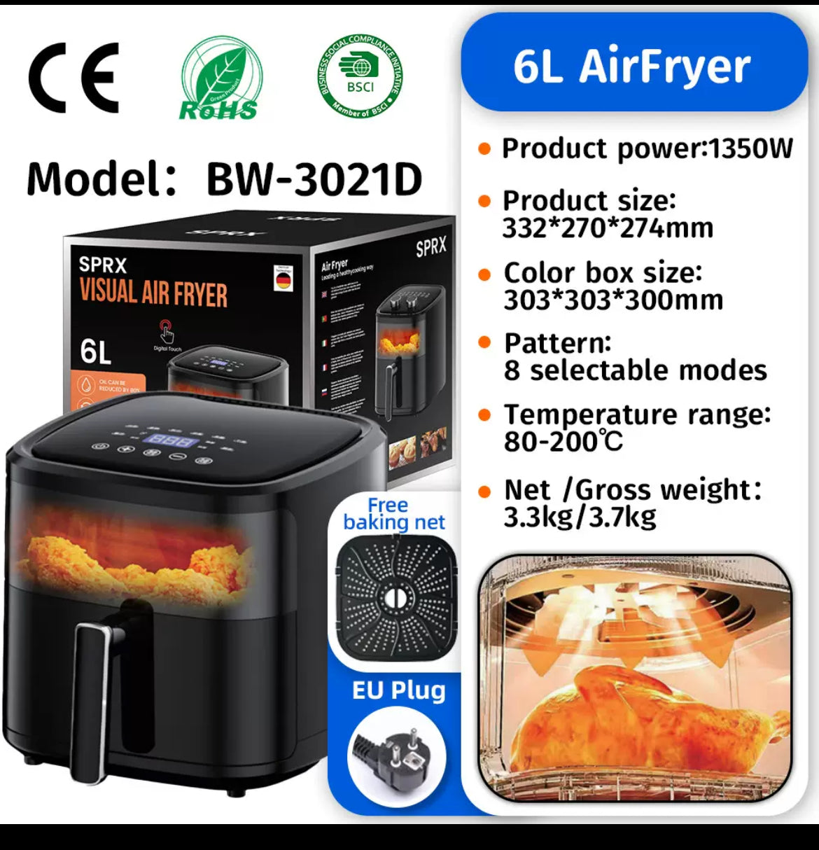 6L Visual Air Fryer – SPRX